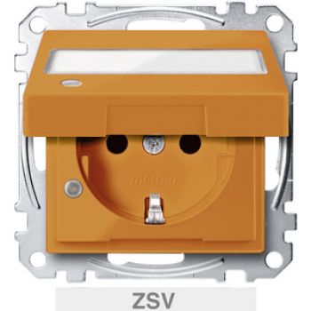 Merten MEG2313-0302,SCHUKO Sonderstromkreise mit Klappdeckel, Kontrolllicht, Schriftfeld, BRS, Steckklemmen, ZSV, orange, System M