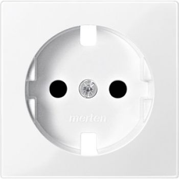 Merten MEG2330-0319,Zentralplatte für SCHUKO-Steckdosen-Einsatz, Berührungsschutz, polarweiß glänzend, System M