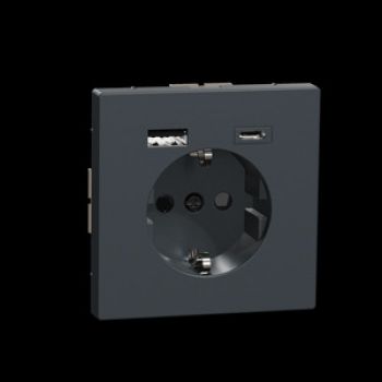 Merten MEG2367-6034,Schuko Steckdose mit USB Ladegerät Anthrazit, System Design