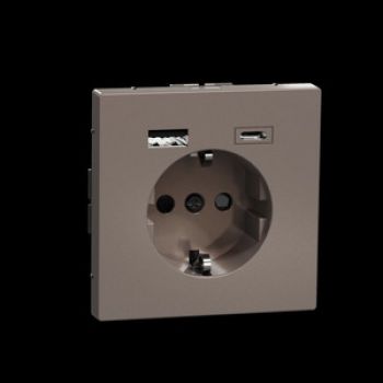 Merten MEG2367-6052,Schuko Steckdose mit USB Ladegerät, Moccametallic, System Design