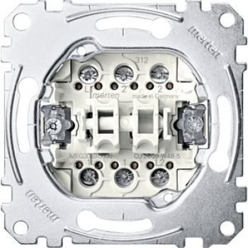 Merten MEG3059-0000,Doppeltaster-Einsatz, 2 Wechsel 1-polig, 10 A, AC 250 V, Schraub-Liftklemmen