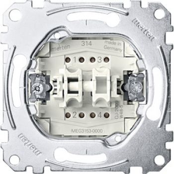 Merten MEG3153-0000,Doppeltaster-Einsatz, 1 Schließer 1-polig + 1 Öffner 1-polig, 10 A, AC 250 V, Steckklemmen