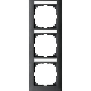 Merten MEG4032-3614,M-Pure-Rahmen, 3fach mit Beschriftungsträger, senkrechte Montage, anthrazit,