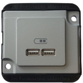 Merten MEG4366-7060,USB Ladestation, mattsilber, PANZER