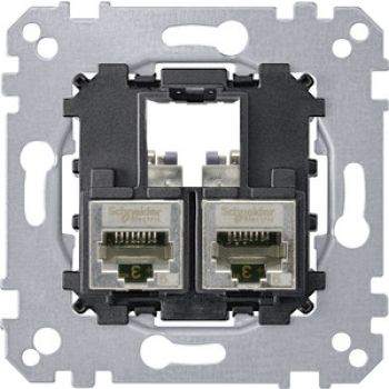 Merten MEG4575-0012,Tragplatte 2fach mit Anschlußmodul Schneider Electric - Actassi RJ45 Cat5e STP