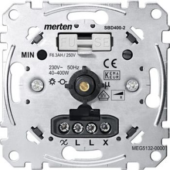 Merten MEG5132-0000,Drehdimmer-Einsatz für ohmsche Last mit Druck-Wechselschalter, 40-400 W