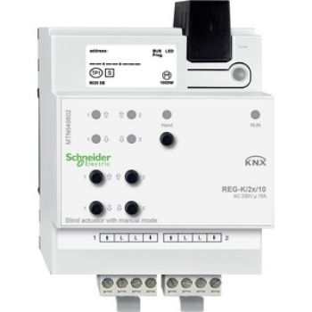 Schneider MTN649802,Jalousieaktor REG-K/2x/10 mit Handbetätigung, lichtgrau