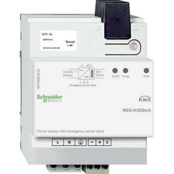 Schneider MTN683832,KNX Spannungsversorgung REG-K/320 mA mit Notstromeingang, lichtgrau