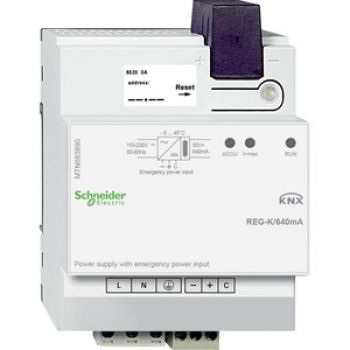 Schneider MTN683890,KNX Spannungsversorgung REG-K/640 mA mit Notstromeingang, lichtgrau