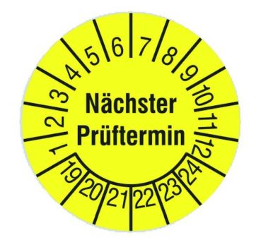 Protec PPPPNPG15 gelb nächster Prüft. 15mm Prüfplakette,(05103577)