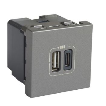 Legrand MSC 2xUSB-A+C 2Mod 2400MA aluminium USB-Lademodul (079392)