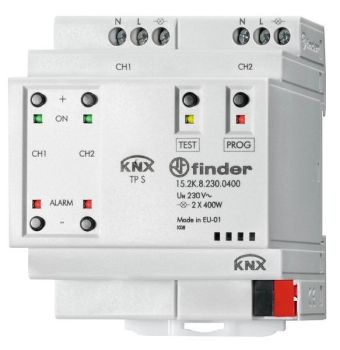 Finder Eingang 30VDC 2 Ausgänge 400W Universal-Dimmer KNX (15.2K.8.230.0400)