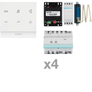 ELCOM Touch i2Audio+2Draht 4-Teilnehmer Audio-Sprechanlagen-Set(REK424Y)