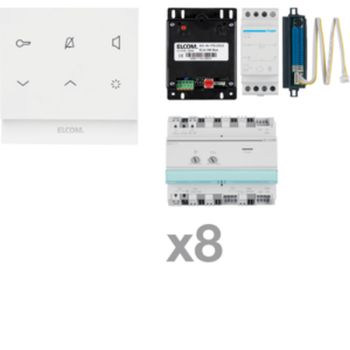 ELCOM Touch i2Audio+2Draht 8-Teilnehmer Audio-Sprechanlagen-Set(REK428Y)