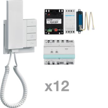 ELCOM Fon i2Audio+2Draht 12-Teilnehmer Audio-Sprechanlagen-Set(REK412Y)