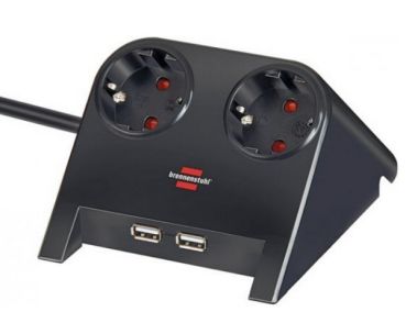 Brennenstuhl 2fach schwarz 2xUSB 2.0 2100mA Steckdosenleiste (1153500222)