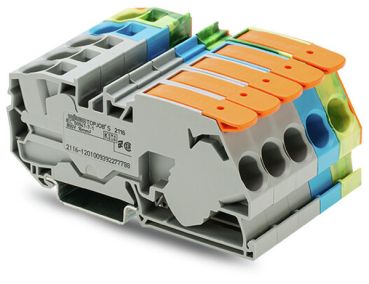 Wago mit orangefarbener Abschlussplatte Drehstromset (2116-1201/605-038)