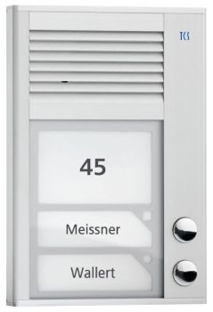 TCS PAK02-EN Audio 2 Tasten 1-r. AP silber Audio-Türstation (PAK02-EN)