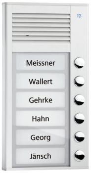TCS PAK06-EN Audio 6 Tasten 1-r. AP silber Audio-Türstation (PAK06-EN)