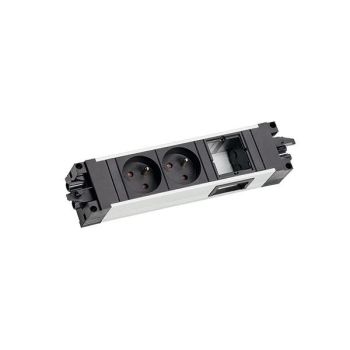 Bachmann STEP ALU 2XUTE 1XCM 90STROM GST18 L220mm Steckdosenleiste (906.0236)