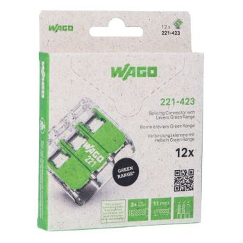 Wago Green Range 3 Leiter 4gmm transparent Verbindungsklemme Blister (221-423/995-012)