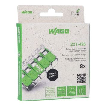 Wago Green Range 5 Leiter 4gmm transparent Verbindungsklemme Blister (221-425/995-008)