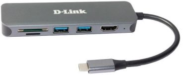 D-Link 6-in-1 USB-C Hub mit HDMI/Card Reader/Po Hub (DUB-2327)