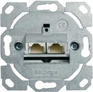 Telegärtner AMJ45 8/8 UP/0 2xRJ45 o. Zentralplatte Datendose Cat6A ISO (100022956)