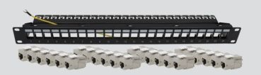 TELEVES 24xRJ45-Module mit Frontblende RAL9005 Patchpanel mit Modulen Cat.6A/EA (533188)