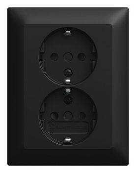 Busch-Jaeger 202 EUJB-91 volle Abdeckung Safety+ sw m Doppelsteckdose SCHUKO (2TKA00005986)