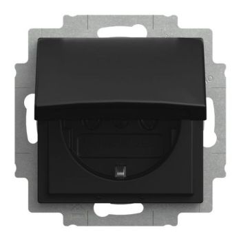 Busch-Jaeger 20 EUK-915 m. Klappdeckel schwarz matt Steckdoseneinsatz SCHUKO (2CKA002018A1587)