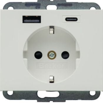 Berker USB AC 20W PD K.x polarweiß glänzend SCHUKO-Steckdose (48147009)