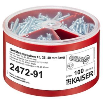 Kaiser Ø3,2xLänge 15/25/40mm je 100 Stück Geräteschrauben-Box (2472-91)