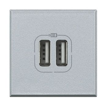 Bticino Axolute USB A+C 2-modulig Aluminium USB-Ladestation (HC4287C2)