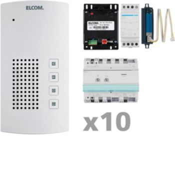 ELCOM AKF-10 i2-BUS freisprech 10Teilnehmer Audio-Sprechanlagen-Set(1001810)
