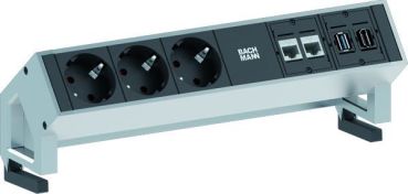 Bachmann 902.502 DESK2 3fach+2xCAT6+1xUSB Steckdosenleiste (902.502)