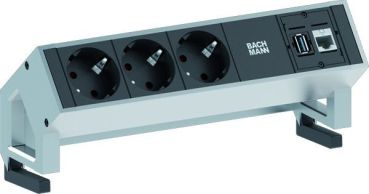 Bachmann 902.501 DESK2 3fach+1xCAT6+1xUSB Steckdosenleiste (902.501)