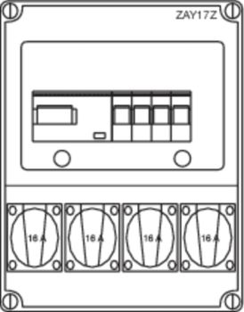 Hager ZAY17Z 4xSchuko 16A 160x100x710 Steckdosenkombination (ZAY17Z)