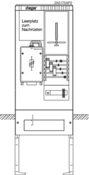 Hager ZAS175AP0 1Z+1LP 2feldrig 277x583x1710 Zähleranschlusssäule (ZAS175AP0)