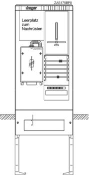 Hager ZAS175BP0 1Z+1LP 2feldrig 277x583x1710 Zähleranschlusssäule (ZAS175BP0)