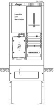 Hager ZAS175MH1 1Z+1LP 2feldrig 277x583x1710 Zähleranschlusssäule (ZAS175MH1)