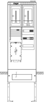 Hager ZAS205BA7 1Z+1TSG 2feldrig 277x583x2010 Zähleranschlusssäule (ZAS205BA7)