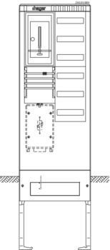 Hager ZAS205BE6 1Z+1V6R 2feldrig 277x583x2010 Zähleranschlusssäule (ZAS205BE6)