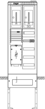 Hager ZAS205EN2 1Z+1TSG 2feldrig 277x583x2010 Zähleranschlusssäule (ZAS205EN2)