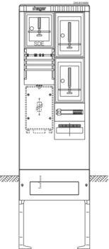 Hager ZAS205NM9 2Z+1SDE 2feldrig 277x583x2010 Zähleranschlusssäule (ZAS205NM9)