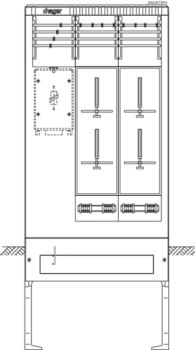 Hager ZAS207EF9 4Z 3feldrig 277x839x2010 Zähleranschlusssäule (ZAS207EF9)