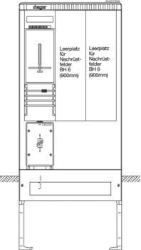 Hager ZAS207EM2 1Z+2LP 3feldrig 277x839x2010 Zähleranschlusssäule (ZAS207EM2)