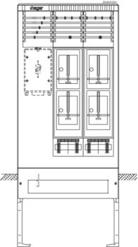 Hager ZAS207GH1 4Z 3feldrig 277x839x2010 Zähleranschlusssäule (ZAS207GH1)