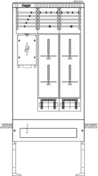 Hager ZAS207KH1 4Z 3feldrig 277x839x2010 Zähleranschlusssäule (ZAS207KH1)