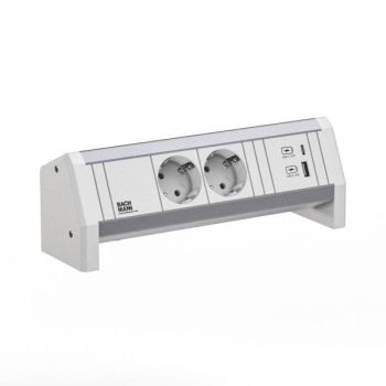 Bachmann DESK 2xUTE 1xUSB A/C 22W GST18 RAL9010 Steckdosenleiste (902.0295)